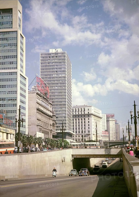 CBD buildings and streets in the city centre of Sao Paulo, Brazil, South America 1962, South America