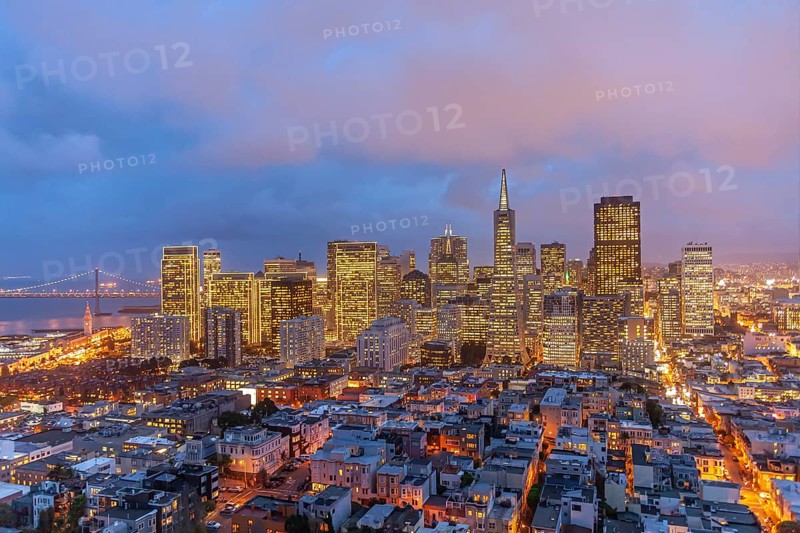 The San Francisco skyline at dusk, California, United States of America, USA, North America