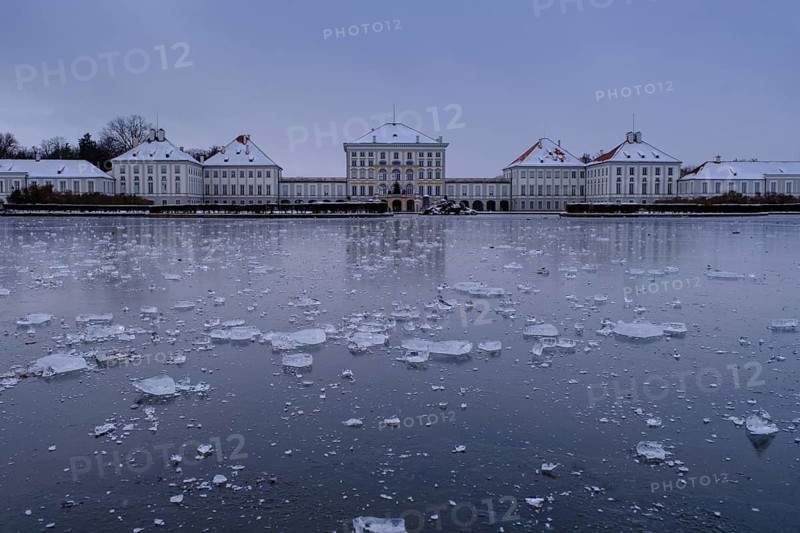 Nymphenburg Palace in winter, Munich, Upper Bavaria, Bavaria, Germany, Europe
