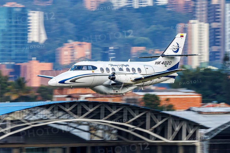 A Moon Flights Jetstream 32 aircraft with registration HK-4820 at Enrique Olaya Herrera Airport in Medellin, Colombia, South America