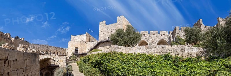 Jerusalem, Israel, landmark citadel Migdal David Tower of David in Old City near Jaffa Gate., Asia