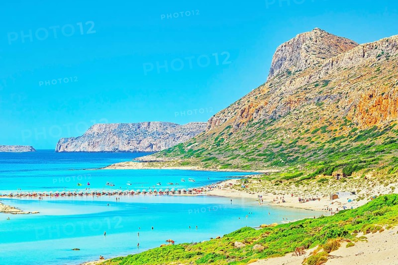 View of Balos bay, Gramvousa Peninsula, Chania, Crete, Greece, Europe