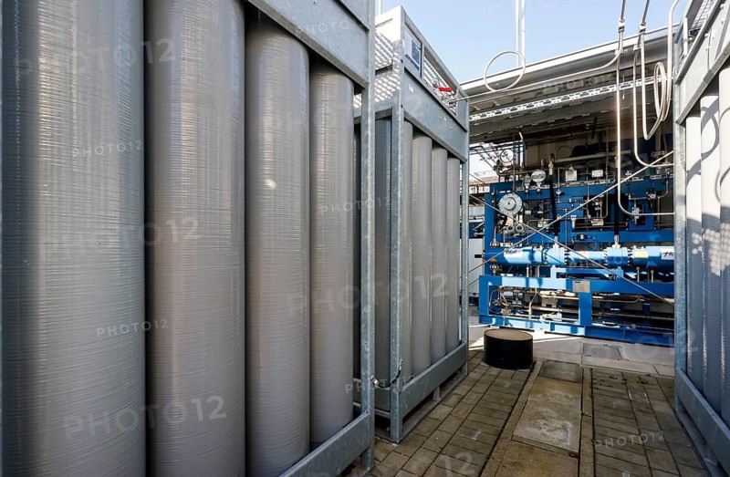 Duisburg, North Rhine-Westphalia, Germany - Hydrogen refuelling test facility, ZBT Centre for Fuel Cell Technology Duisburg, one of Europe's leading research institutes for fuel cells, hydrogen technologies and energy storage systems