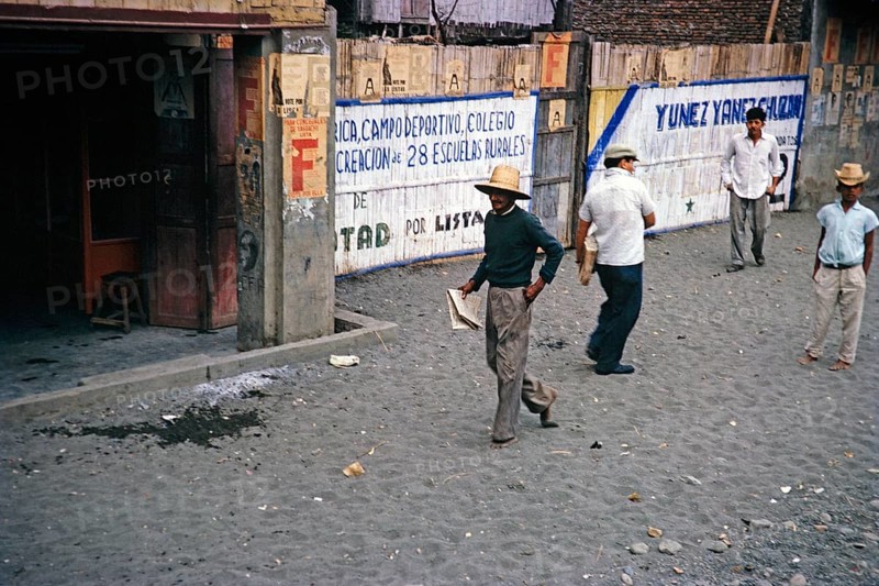 Main street in a town in the coastal plain, Ecuador, South America, 1962, location undetermined, South America