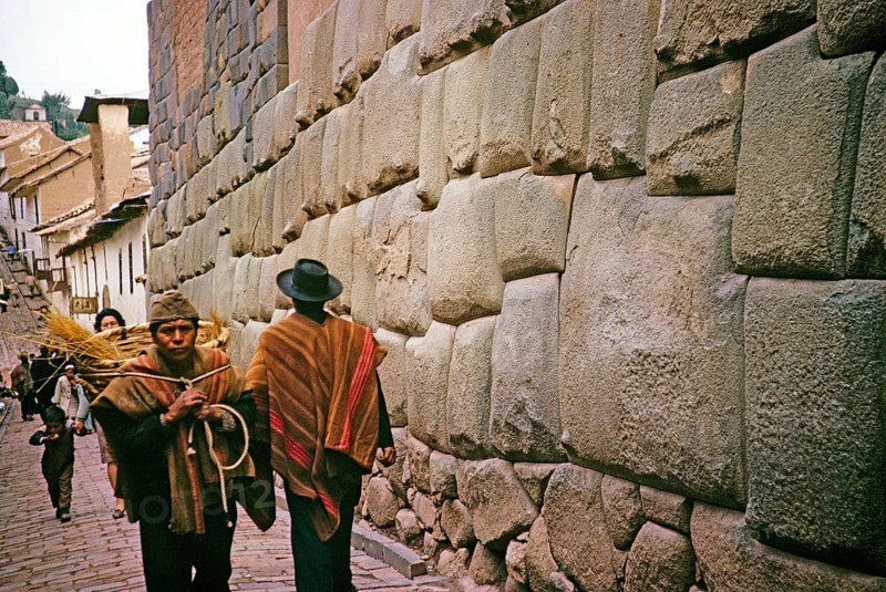 Subtitle: Inca palace wall, Cuzco, Peru, South America 1962, South America