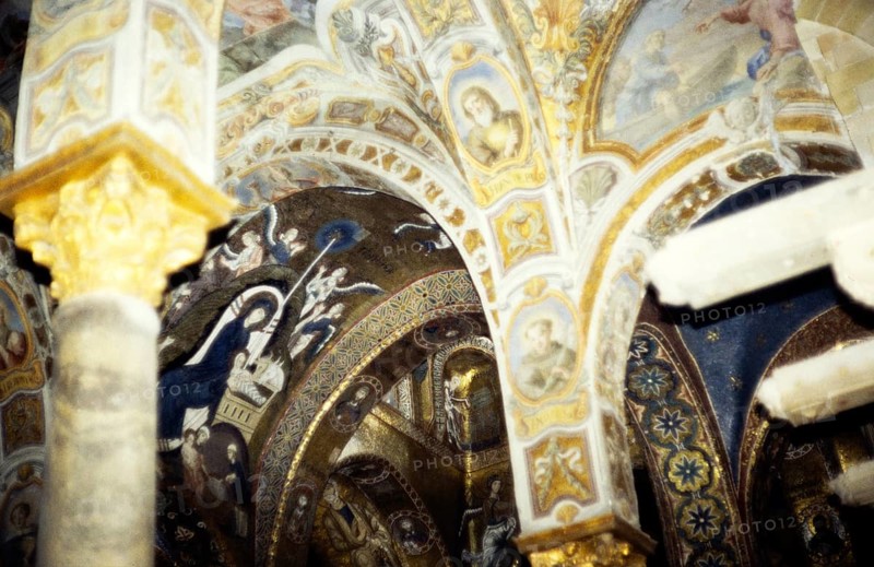 Byzantine wall paintings in the Sanctuary of San Giovanni, San Giovanni degli Eremiti, Palermo, Sicily, Italy, 1999, Europe