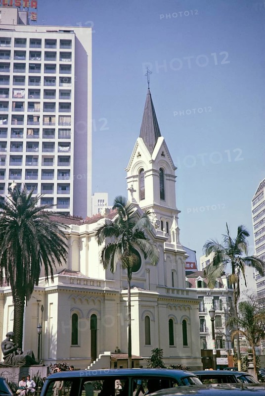 CBD buildings and streets in the city centre of Sao Paulo, Brazil, South America 1962 historic church of Nossa Senhora do Rosario, South America