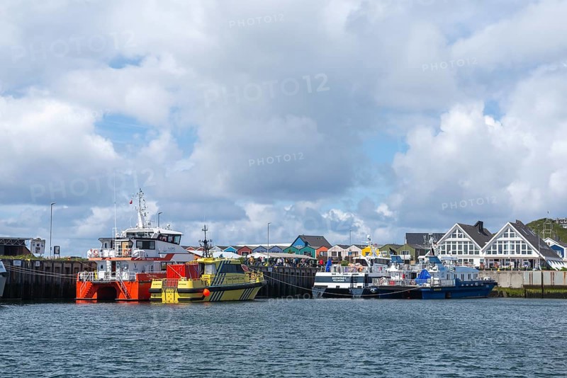 Supply vessels for offshore wind turbines, catamarans, offshore island of Helgoland, North Sea, Pinneberg district, Schleswig-Holstein, Germany, Europe