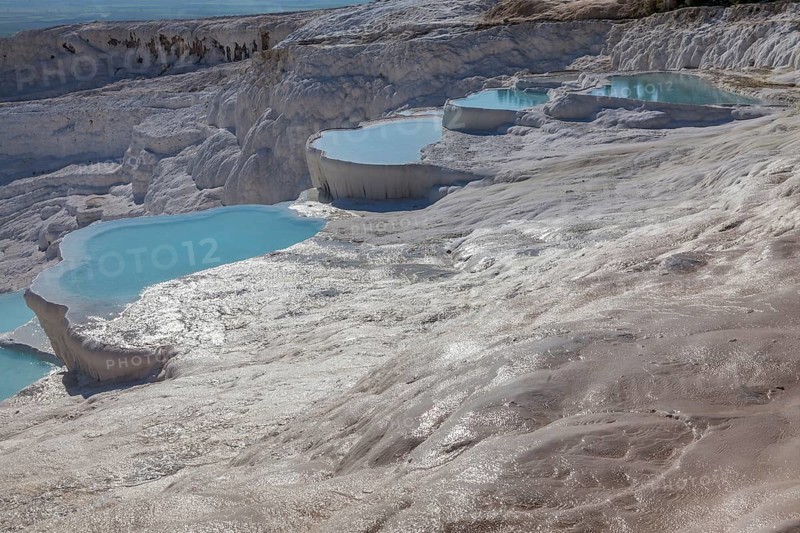Sintered limestone terraces of Pamukkale, Pamukkale, Denizli province, Aegean region, Turkey, Asia