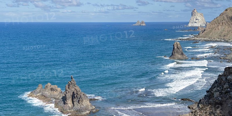 Atlantic coast, Tagana Valley, Barranco de la Iglesia, Anaga Mountains, Las Montanas de Anaga, Tenerife, Canary Islands, Spain, Europe