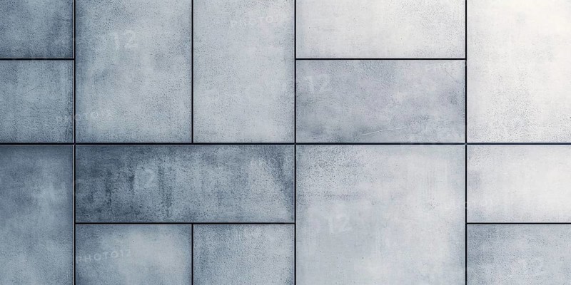 Banner with different sized gray square shaped tiles. Generative AI, AI generated