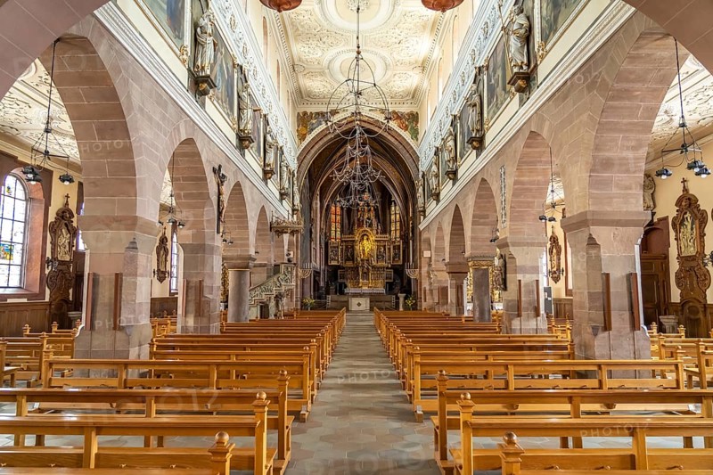 Interior of the Villingen Minster Cathedral of Our Lady, Villingen-Schwenningen, Black Forest, Baden-Württemberg, Germany, Europe