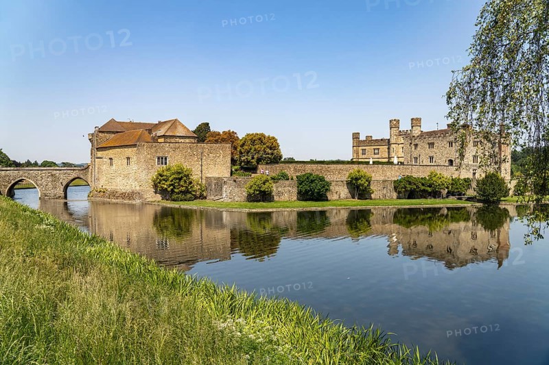The moated castle of Leeds Castle near Maidstone, Kent, England, Great Britain