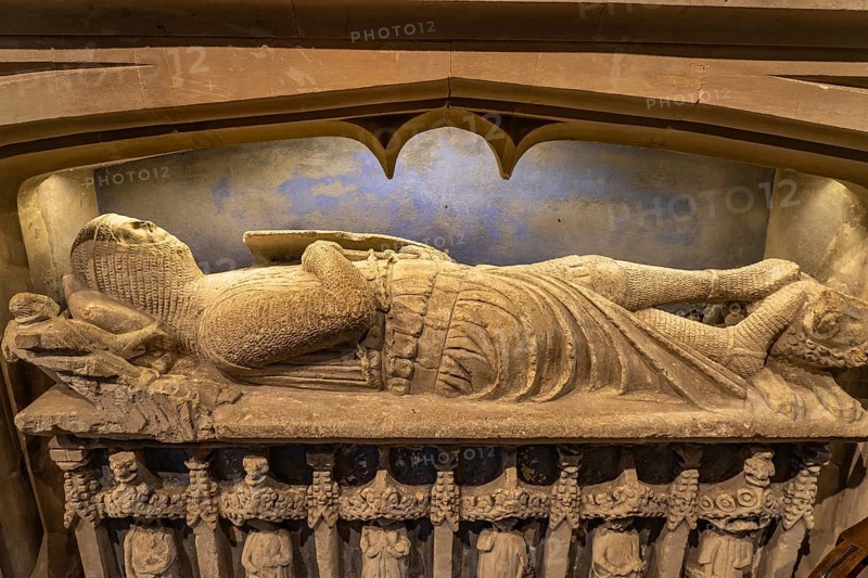 13th century memorial to crusader Walter de Dunstanville at St Andrew's Church, Castle Combe, Cotswolds, Wiltshire, England, United Kingdom, Europe