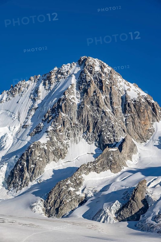 High alpine mountain landscape, summit of the Aiguille de Chardonnet and Glacier du Tour, glaciers and mountain peaks, Chamonix, Haute-Savoie, France, Europe