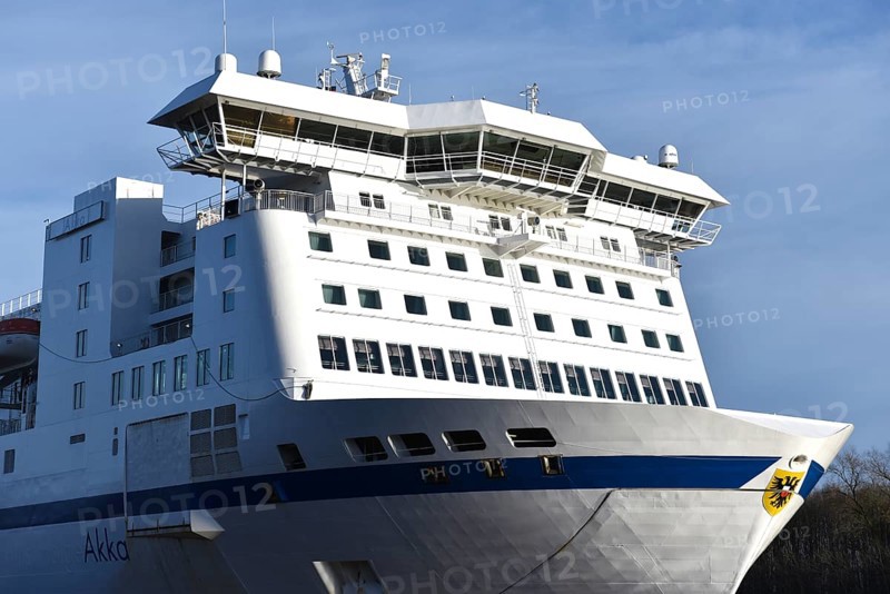 RoPax ship, ferry, ferry Akka travelling through the Kiel Canal, NOK, Kiel Canal, Schleswig-Holstein, Germany, Europe