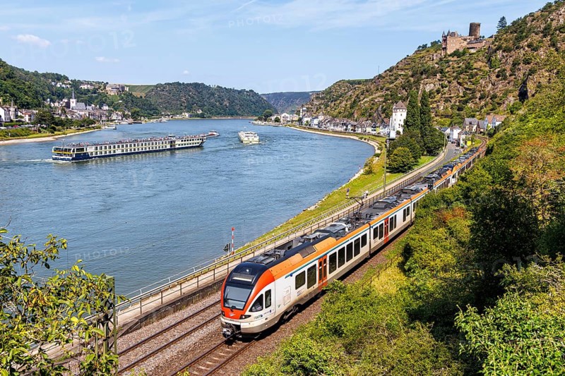 Regional train of the VIAS type Stadler Flirt in Sankt Goarshausen, Germany, Europe