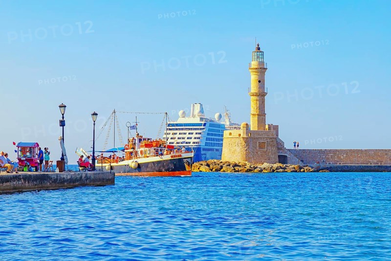 Venetian lighthouse, Chania, Crete, Greek Islands, Greece, Europe