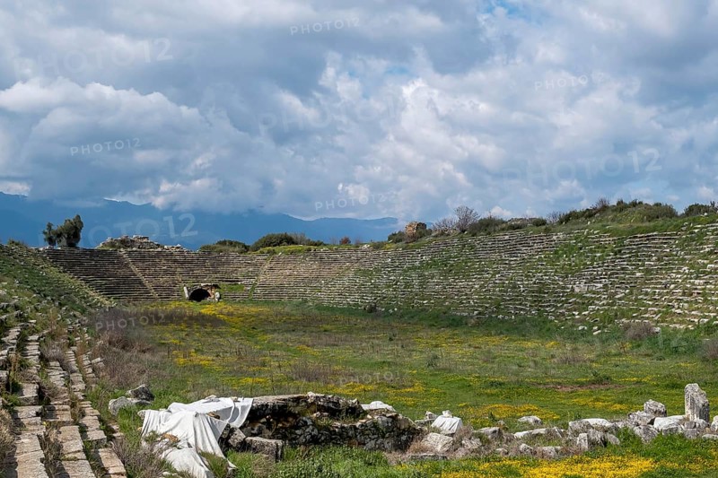 Large stadium of the ancient city of Aphrodisias, today's city of Geyre, Karacasu, Aydin, Western Turkey, Turkey, Asia