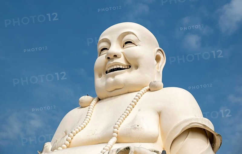 Statue of Budai - Laughing Buddha, Vinh Trang Temple, My Tho, Mekong Delta, Vietnam, Asia
