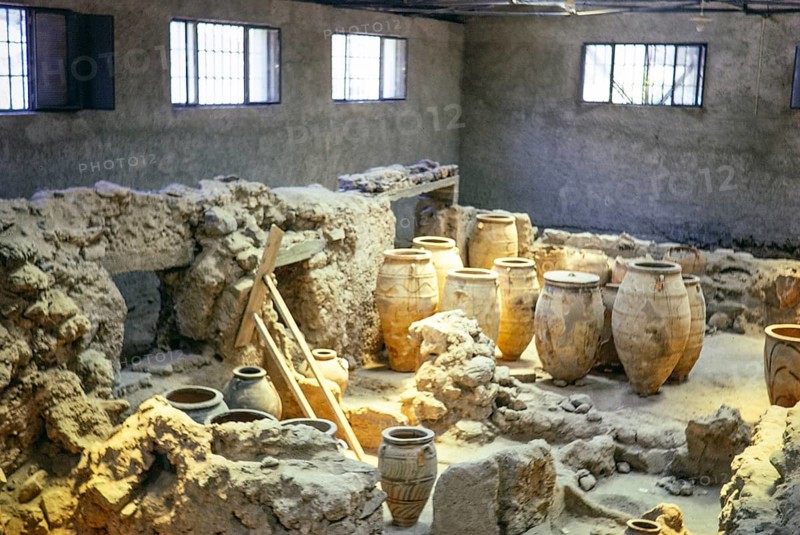 Minoan Bronze Age archaeological site of Akrotiri, Santorini, Cyclades islands, Greece, Europe, 1972, Europe