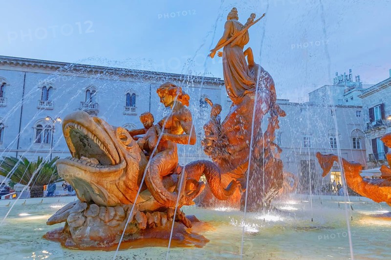 Diana fountain, Ortygia, Syracuse, Sicily, Italy, Europe