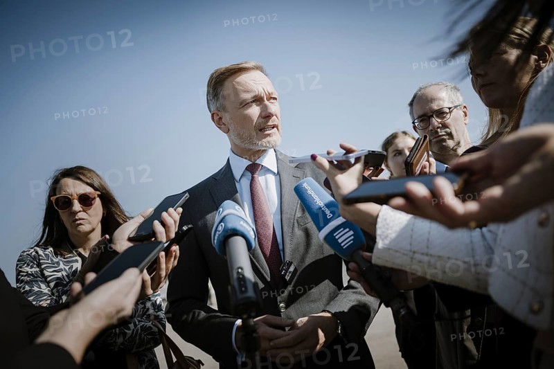 Christian Lindner (FDP), Federal Minister of Finance, photographed during a press statement in front of departure from New York to Washington DC, in New York City, 23 October 2024. Photographed on behalf of the Federal Ministry of Finance
