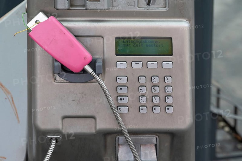 Vandalism, Destroyed public telephone of Deutsche Telekom, Bavaria, Germany, Europe