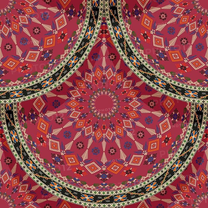 Seamless Latvian embroidery circular pattern, vector template for your design