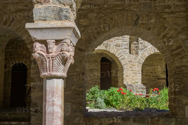 Capital from the cloister of the Abbey of Saint Martin du Canigou Casteil, Département Pyrénées-Oriental, France, Europe