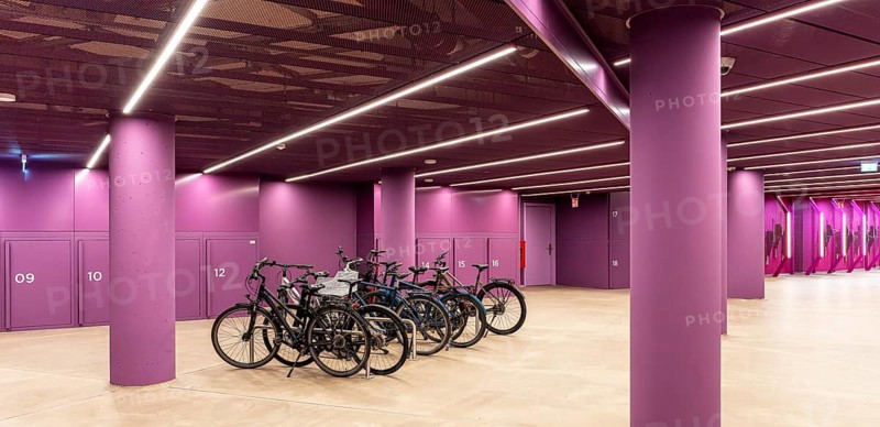 Underground car park for bicycles, redesigned Potsdamer Platz station, Sony Center, Berlin, Germany, Europe