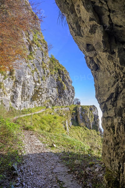 Meatte hiking trail leads along a war road from the First World War through many tunnels, Pieve del Grappa, province of Treviso, Italy, Europe