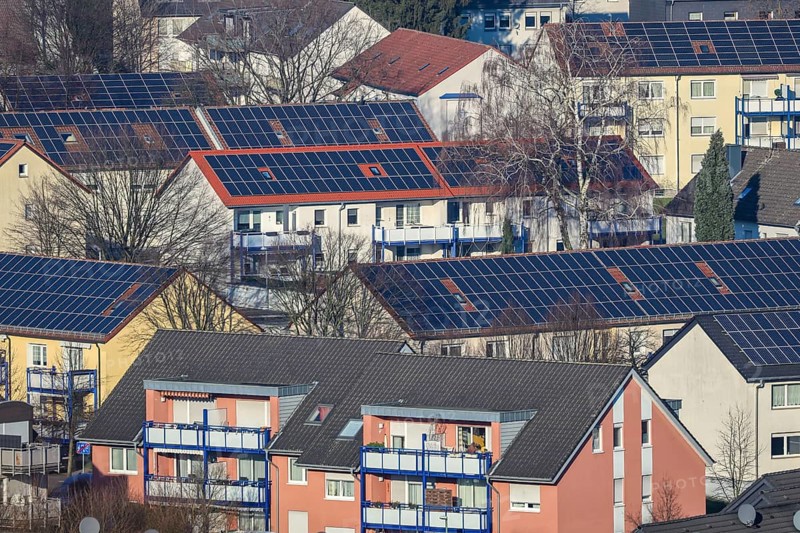 Bottrop, North Rhine-Westphalia, Germany, solar housing estate, apartment blocks with solar roofs, Innovation City Ruhr, Europe