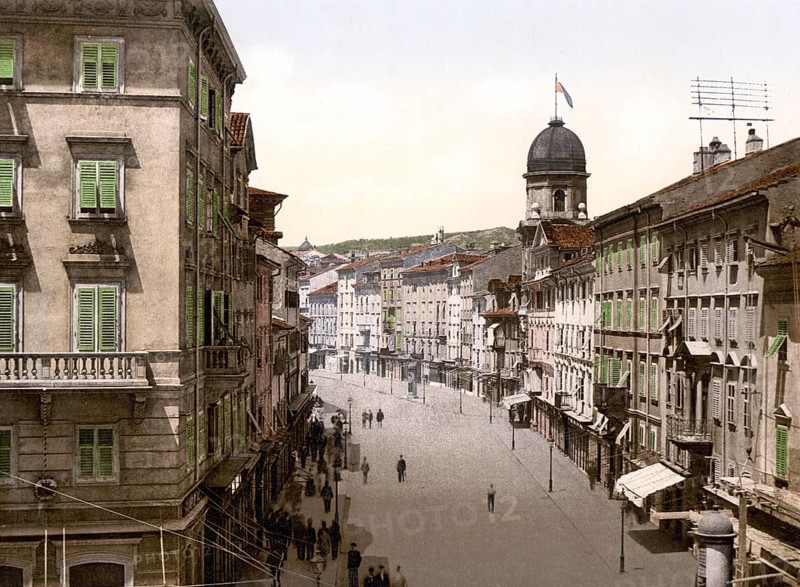 Fiume, now Rijeka, the Corso, Croatia, Austro-Hungary, digitally restored reproduction from a 19th century original, record date not stated, now Rijeka, the Corso, Croatia, Austro-Hungary, digitally restored reproduction from a 19th century original, record date not stated, Europe