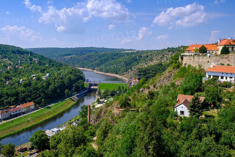 View from the Wenceslas Chapel to the Dyje Valley, Old Town, Znojmo, Znojmo, Okres Znojmo, Kraj Jihomoravský, South Moravia, Moravia, Czech Republic, Europe