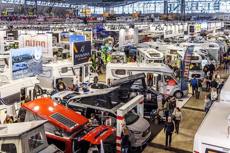 CMT tourism trade fair in Stuttgart. According to the trade fair organiser, the Caravan, Motor, Tourism trade fair is the world's largest public trade fair for travel, tourism and leisure. With 2175 exhibitors, all exhibition halls are fully booked. Stuttgart, Baden-Württemberg, Germany, Europe
