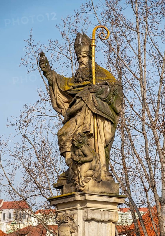Statue of Augustine of Hippo, Charles Bridge, Prague - Praha, Czech Republic, Europe