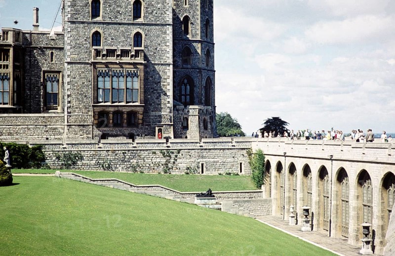 Gardens and historic buildings of Windsor Castle, Berkshire, England, UK, September 1959