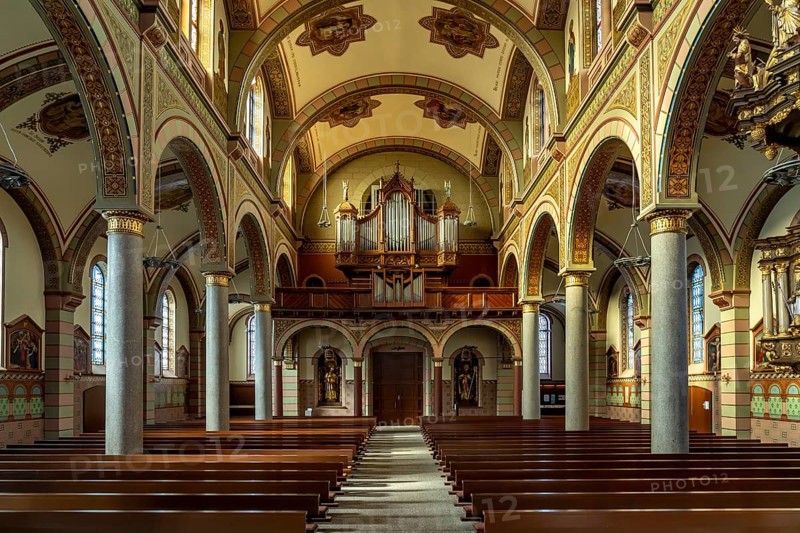 Interior of the town church of Our Lady of Mount Carmel in Bräunlingen, Black Forest, Baden-Württemberg, Germany, Europe