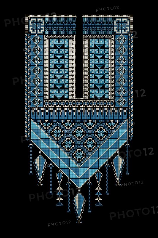 Embroidery vector Tatreez template, Palestinian fashion neck ornament
