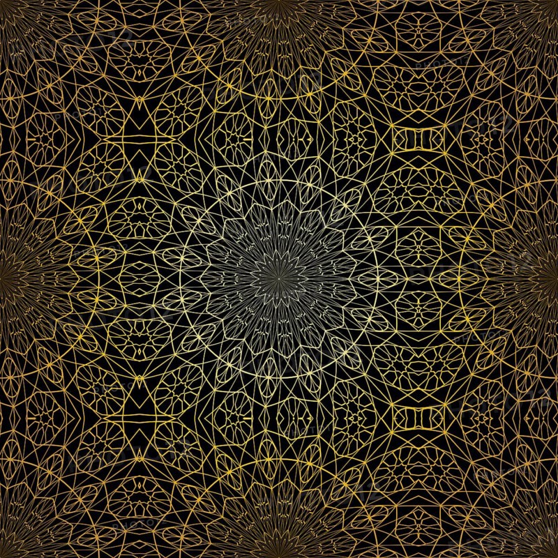 Geometric gold lace seamless pattern. Arabic tile lattice vector background.