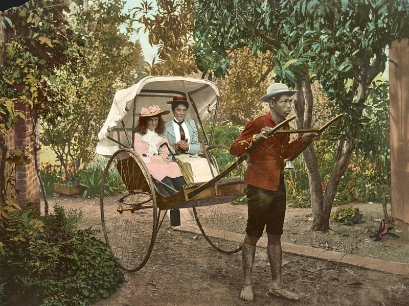 A Jinricksha Natal, South Africa, digitally restored reproduction from a 19th century original, record date not stated, A Jinricksha Natal, South Africa, digitally restored reproduction from a 19th century original, record date not stated, Africa