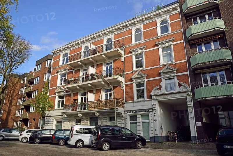 Europe, Germany, Hamburg, Rotherbaum, Architecture, Facade residential building with balconies, Gründerjahre, Hamburg, Hamburg, Federal Republic of Germany, Europe