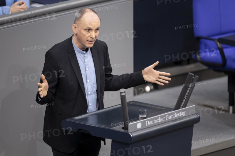 Wolfgang Strengmann-Kuhn, Member of the German Bundestag (Alliance 90/The Greens), delivers a speech in the plenary session of the German Bundestag in Berlin, 14 March 2024