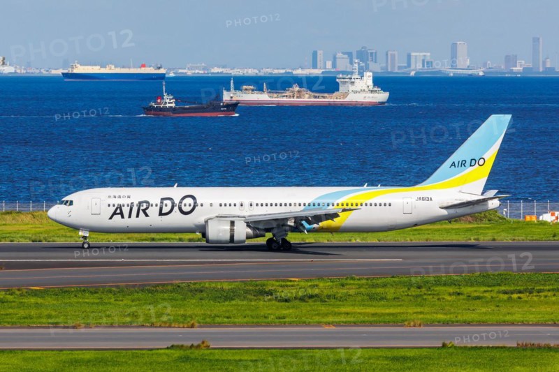 An Air Do Boeing 767-300ER aircraft with registration number JA617J at Tokyo Haneda Airport, Japan, Asia