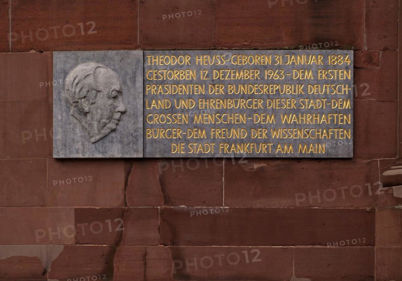 Memorial plaque and relief for Theodor Heuss, St Paul's Church, Paulsplatz, Frankfurt am Main, Hesse, Germany, Europe