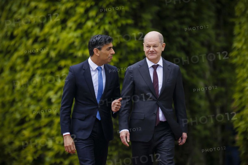 Olaf Scholz (SPD), Federal Chancellor, receives Rishi Sunak, Prime Minister of the United Kingdom of Great Britain and Northern Ireland, in the Chancellery. Berlin, 24.04.2024
