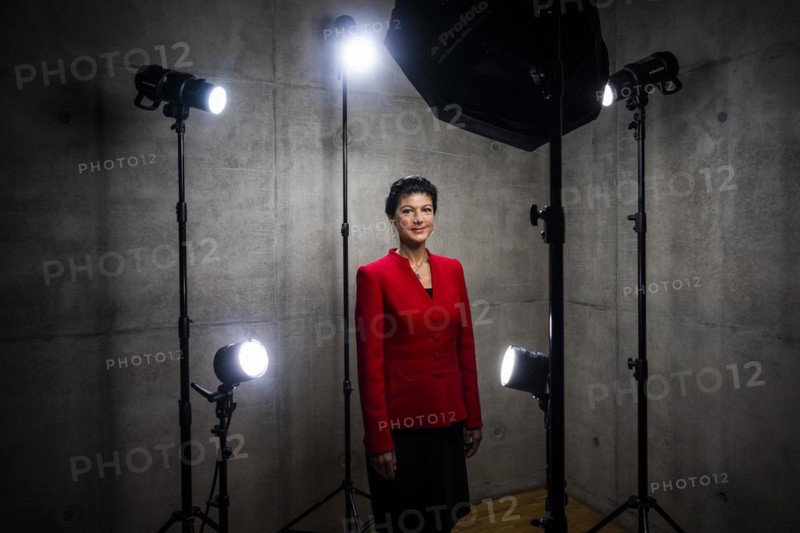 Sahra Wagenknecht is a member of the German Bundestag and founder of the BSW party, pictured here in front of her office in the German Bundestag in Berlin, 10 April 2024