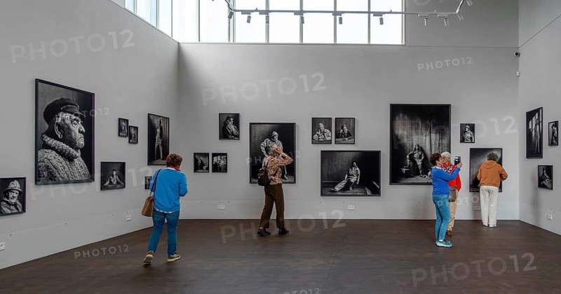 Shrimpers' portraits by photographer Stephan Vanfleteren at NAVIGO Visserijmuseum, fishery museum at Oostduinkerke, Koksijde, West Flanders, Belgium, Europe