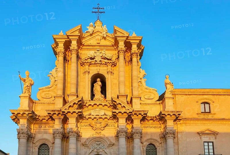 Syracuse Cathedral facade, Ortygia, Syracuse, Sicily, Italy, Europe
